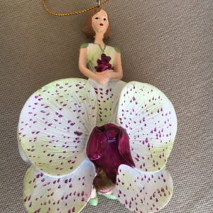 adorable figurine Orchidee en bois