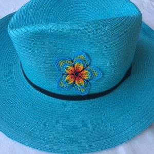 Turquoise hat model pop flower