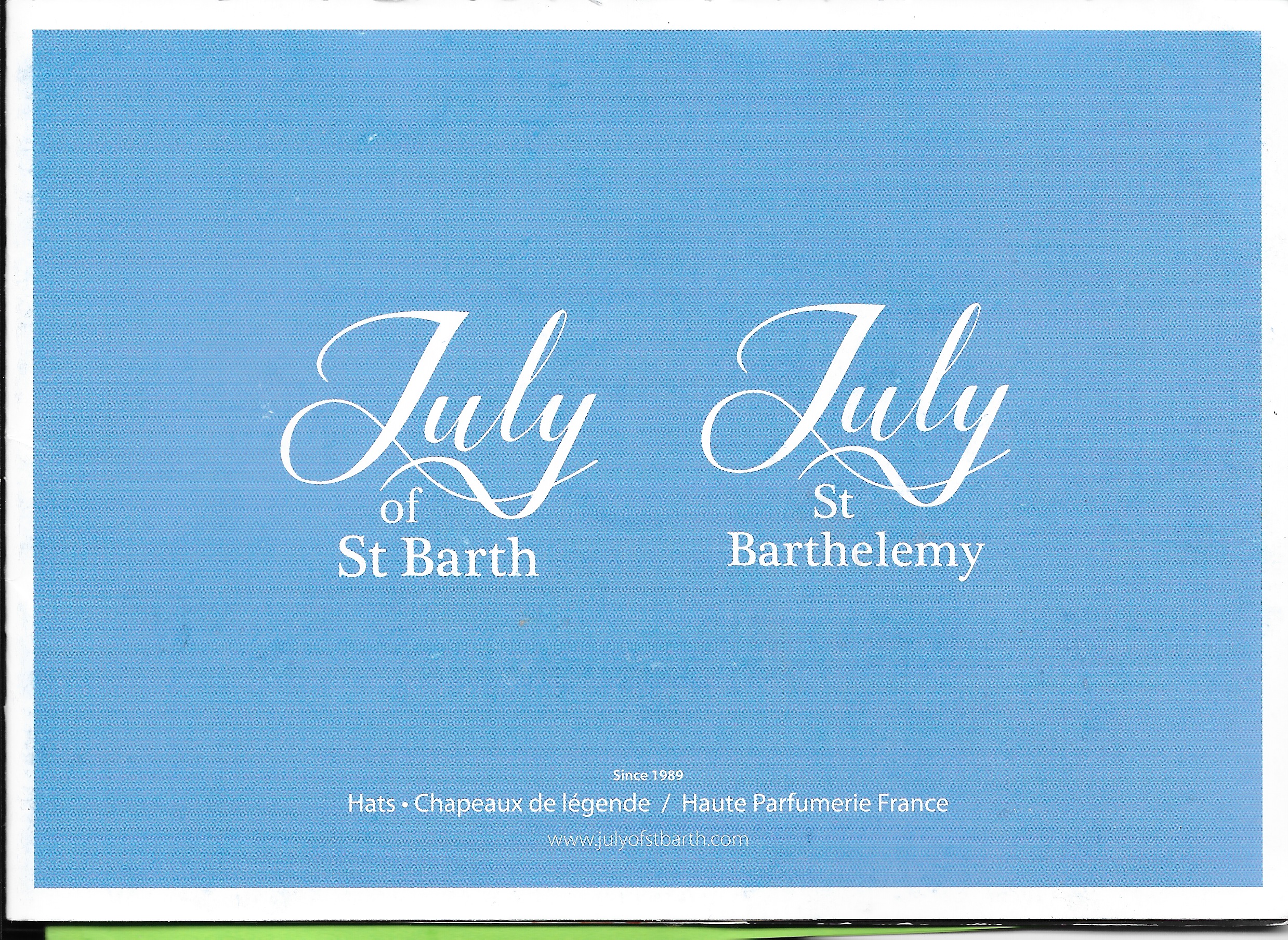 Catalogue July of St Barth et July St Barthelemy avec nos 12 parfums